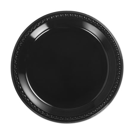 Huhtamaki Chinet, Heavyweight Plastic Plates, 10 1/4 Inches, Black, Round 81410